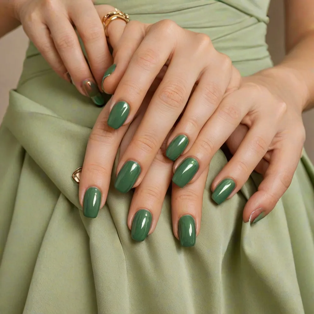Jakie paznokcie pasują do zielonej sukienki?